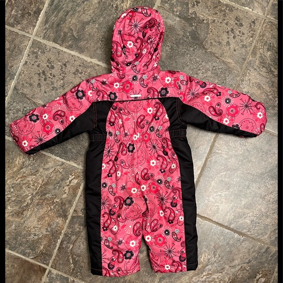 ☃️💖 MEXX Pink Paisley Snow suit Baby 9-12 months VGUC - Picture 3 of 11